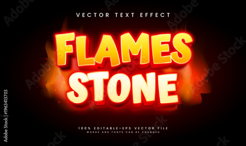 3d flame stone editable vector text effect, with red hot concept.