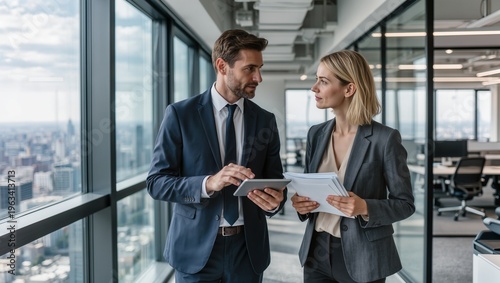 Business Executive and Manager Having a Conversation in Modern Office