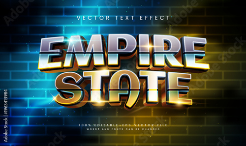 3d empire state editable vector text effect, with minimalist modern concept