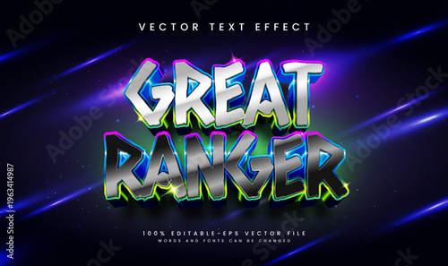 Great ranger editable vector text effect, with modern colorful theme