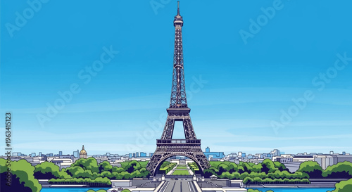 Eiffel Tower Paris France illustration landmark cityscape