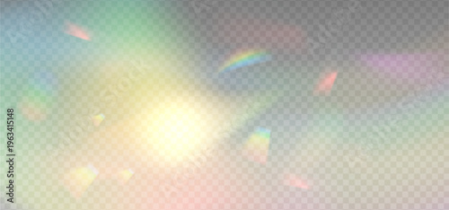 A bright light with rainbow effects isolated on transparent background