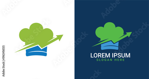 Chef Hat Arrow Growth Up Finance Marketing Logo For Business Brand Identity Modern Minimal Design
