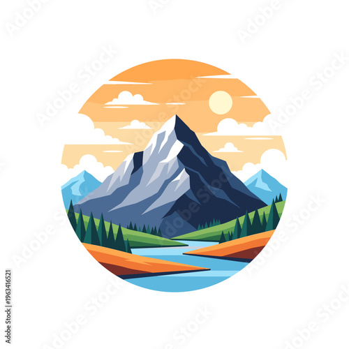 Vibrant geometric shapes in shades of green and orange on a white background, conveying a sense of modernity and creativity.