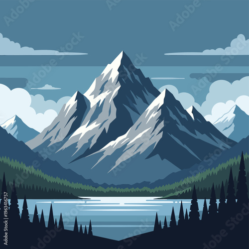A peaceful and calming landscape of a mountain lake with trees and mountains in the background, evoking feelings of tranquility and relaxation.