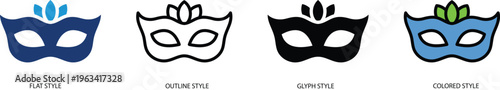 Masquerade mask icon representing carnival, theater and party celebration. Concept of mystery, disguise and festival entertainment for user interface, web and mobile application design.