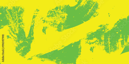 Abstract Yellow and Green Grunge Texture Background with Brush Strokes