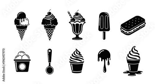 Set of Ice Cream and Frozen Dessert Icons