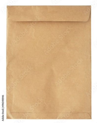 Brown kraft paper envelope texture in PNG format with transparent background.
