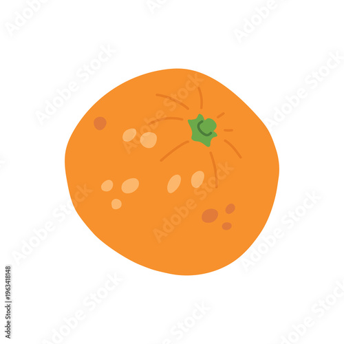 vector whole orange in flat style. Fresh whole orange fruit isolated on light background. Vector illustration for healthy food, greengrocer or grocery design.
