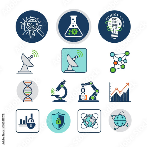 Science and Technology Icon Set for Modern Innovations.