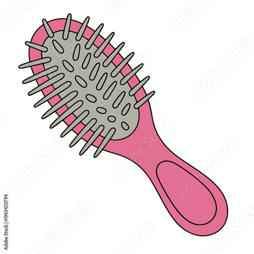 An isolated hair comb and plastic hairbrush tool with a colorful handle set against a white background for personal care
