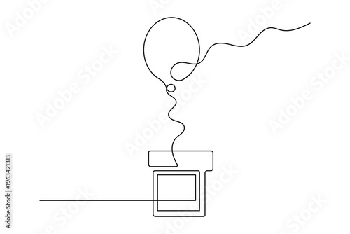 Balloon illustration continuous one line minimalist outline isolated design