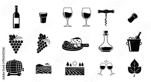Wine and Vineyard Icon Set