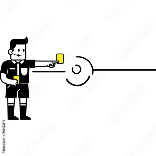 Soccer referee showing yellow card to player in stadium during match