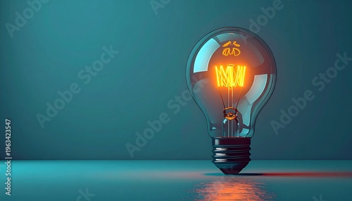 光る電球のシンプルで柔らかな3D風イラスト