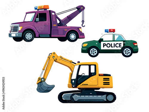 Yellow bulldozer excavator construction machine isolated on white background.