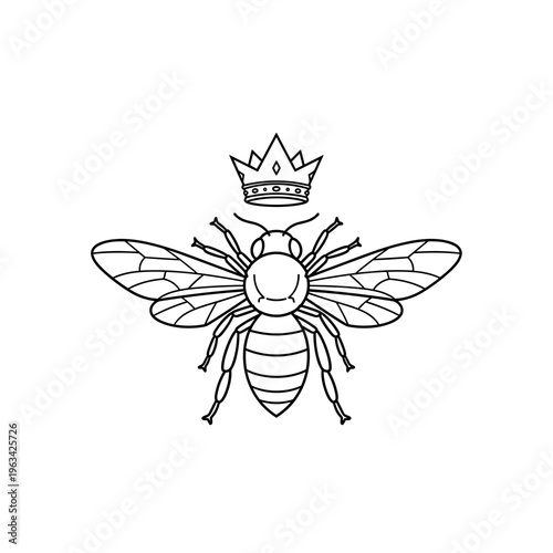 Queen bee emblem with crown and ornaments