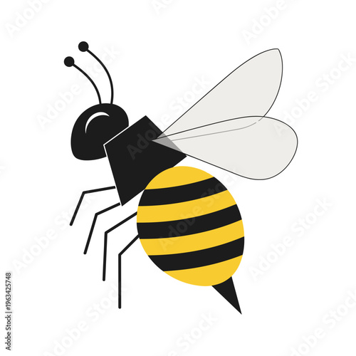 Minimalist bee icon with geometric shapes