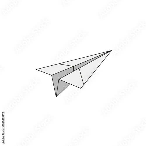 Isometric view of a folded paper plane