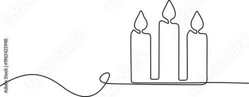 WebMinimalist Line Art Three Candles with Flames