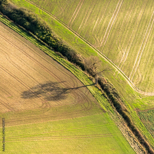 Vue aérienne de champ en France