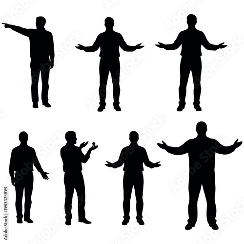 Collection of silhouette men in various poses