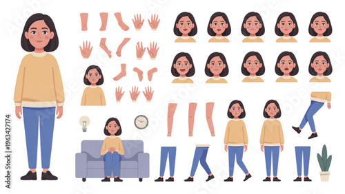 Diverse group of cartoon people engaging in various activities and poses.