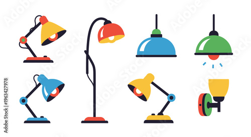 Collection of desk lamps on display.