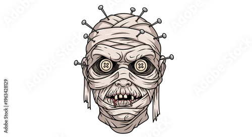 Creepy Mummy Horror Comic Book Character.