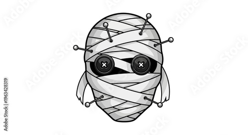 Mummy bug with pins and bandages.