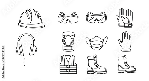 Personal Protective Equipment Icons Set.