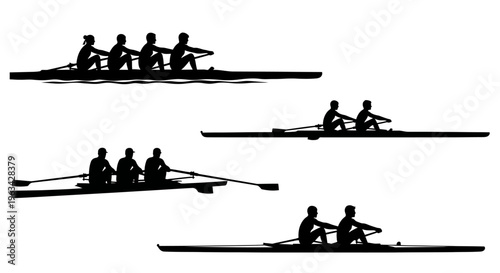 Rowing teams in a rowing competition.