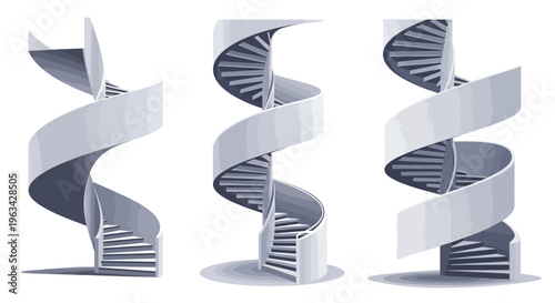 Three DNA Helix Models Side By Side.
