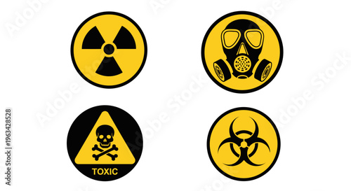 Warning signs for hazardous materials.