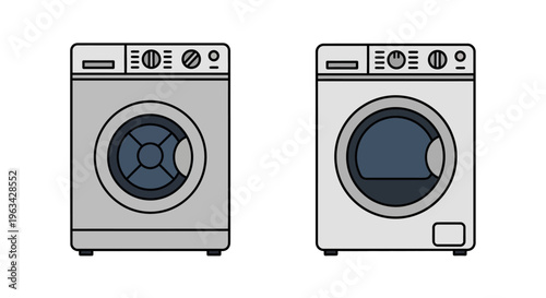Washing machines side by side.