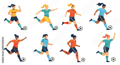 Women Playing Football in Teams.