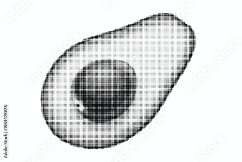 halved avocado with pit on white background