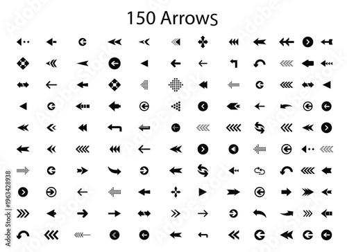 Arrows big black set icons. Arrow icon, Arrow vector collection, Arrow Cursor, Collection different arrows sign, Modern simple arrows, Black arrow pointing to the right, Vector arrow illustration.
