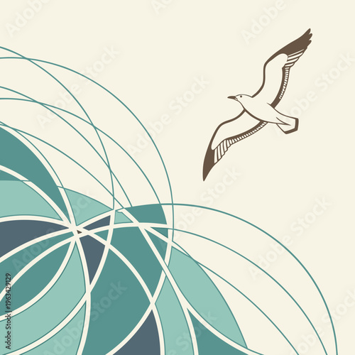 A brown seagull flying in the air