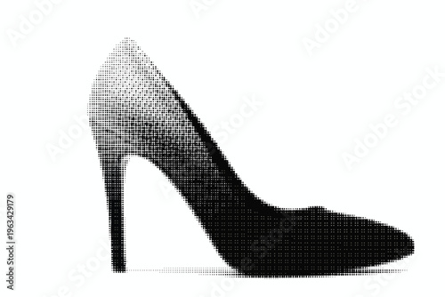 Highheeled shoe made of rhinestones on white background