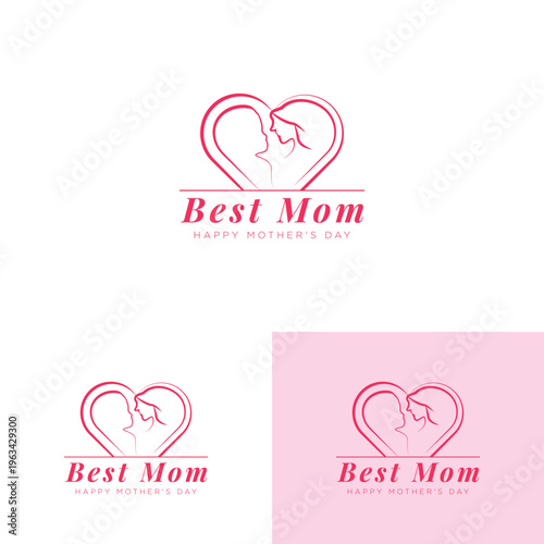 Mother's Day Badge Logo with Best Mom Text