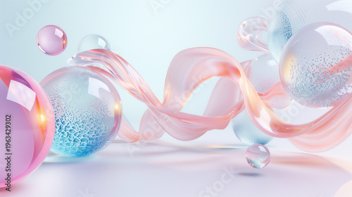 Title:
Abstract Transparent Glass Waves with Soft Light, Modern Fluid Background