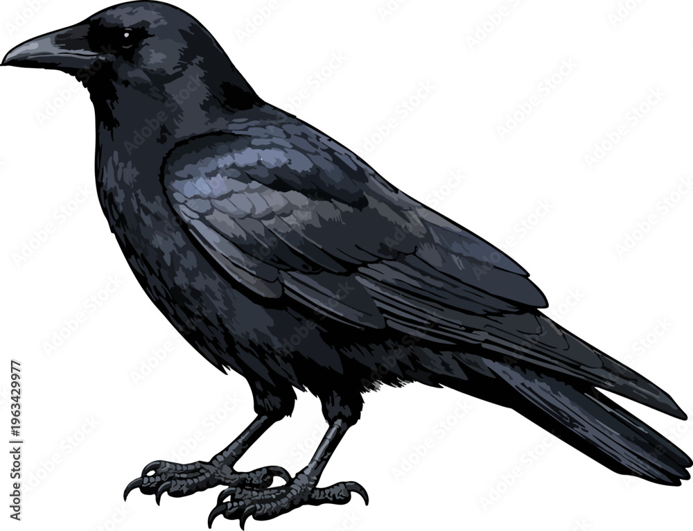 Fototapeta premium Corvus brachyrhynchos illustration art