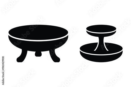 Vector illustration of two black silhouettes of pedestal stands