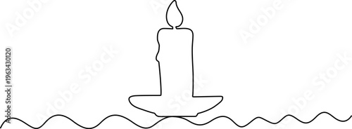 WebMinimalist Line Art Candle with Waves