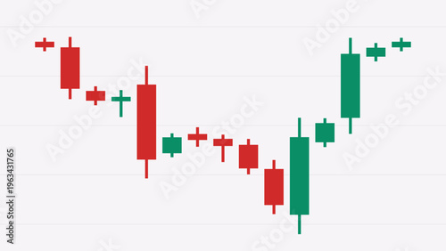 Trading graph with candlestick chart. Market price movement. Financial data visualization for stock trading, investment analysis, forex and cryptocurrency concepts. Vector illustration.