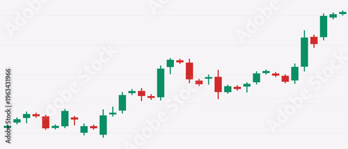 Trading graph with candlestick chart. Market price movement. Financial data visualization for stock trading, investment analysis, forex and cryptocurrency concepts. Vector illustration.