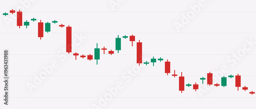 Trading graph with candlestick chart. Market price movement. Financial data visualization for stock trading, investment analysis, forex and cryptocurrency concepts. Vector illustration.
