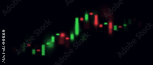 Trading graph with candlestick chart. Market price movement. Financial data visualization for stock trading, investment analysis, forex and cryptocurrency concepts. Vector illustration.